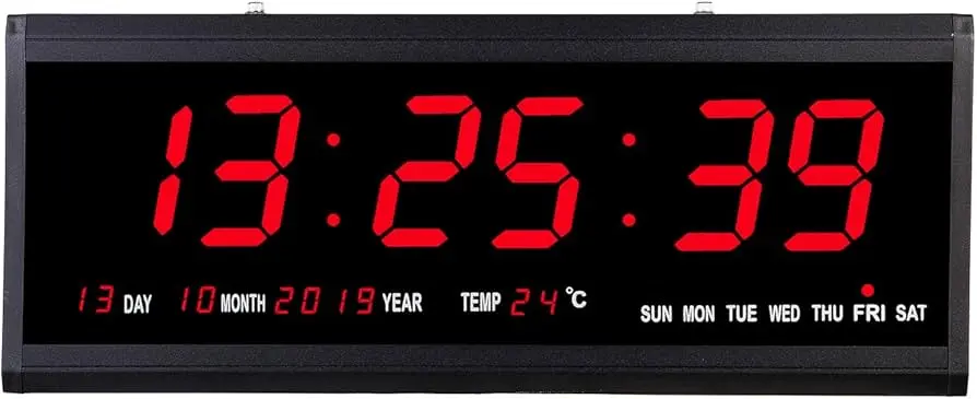 Reloj digital LED de pared (30×15 cm)