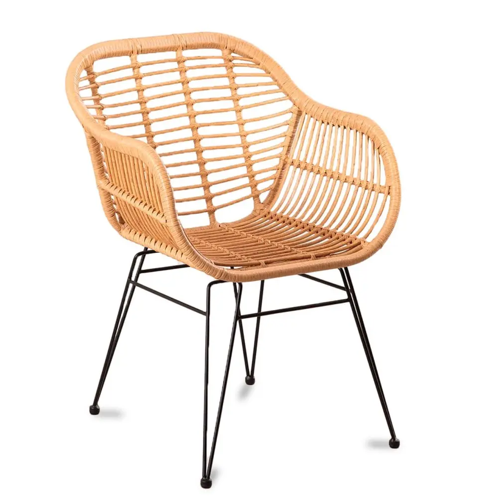 Silla con brazos de ratán sintético (natural)