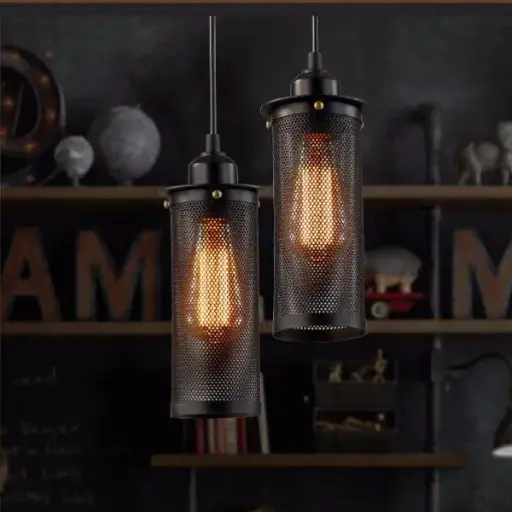 [LAM-COL-IND-0001] Lámpara colgante industrial negra con agujeros